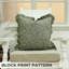Fabividine Block Pattern Pure Linen Ruffle Pattern Cushion Cover (Himachal, Green)-106357773-106357774