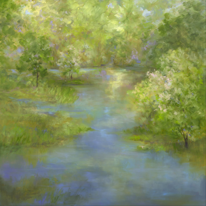 Spring Lake Reflections by Sheila Finch - Wrapped Canvas Painting, 91cm H x 91cm W