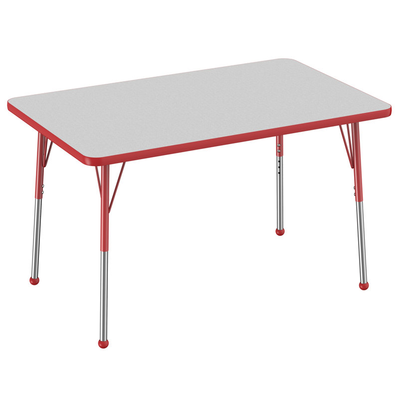 Rectangular Classroom Table, Gris, rouge