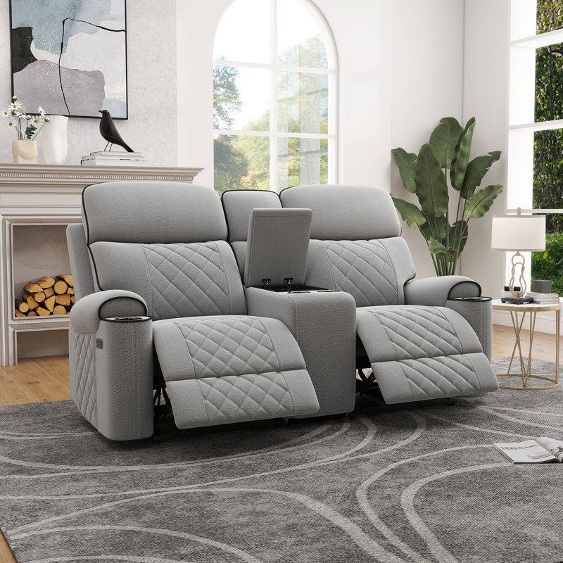 Causeuse inclinable électrique 75,5 po avec console centrale et rangement