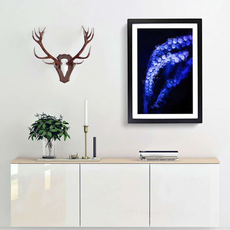 Octopus Tentacles - Picture Frame Painting Print, 36cm H x 27cm W x 2cm D, Black Framed