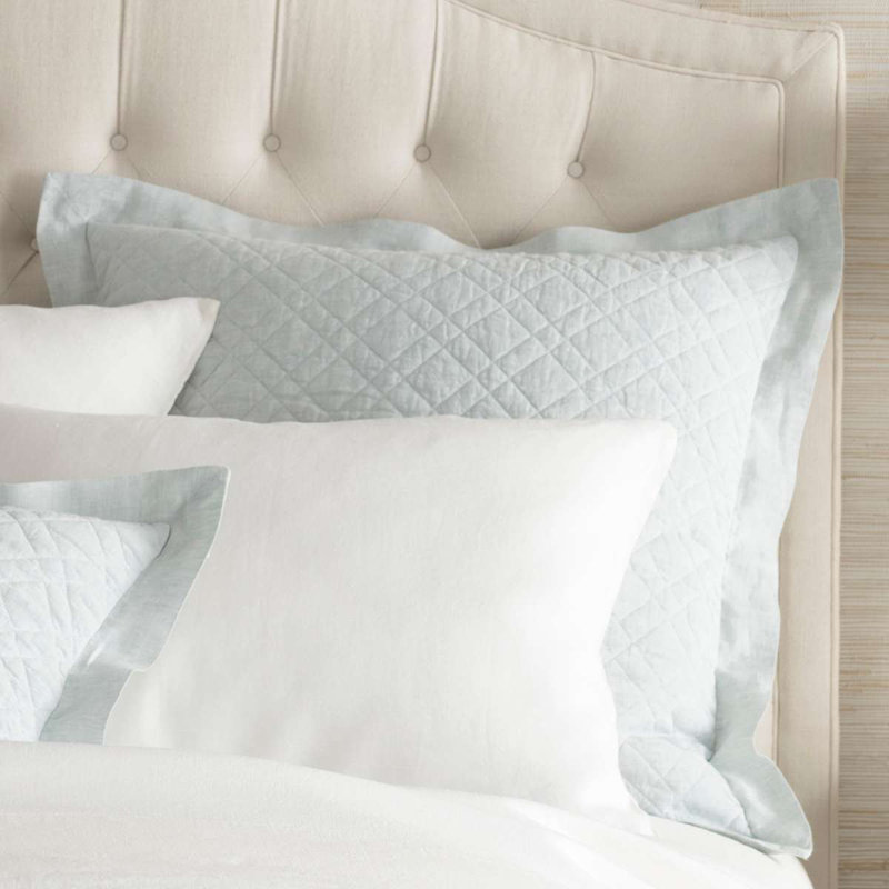 Washed Linen Quilted Sham, Sky, Euro