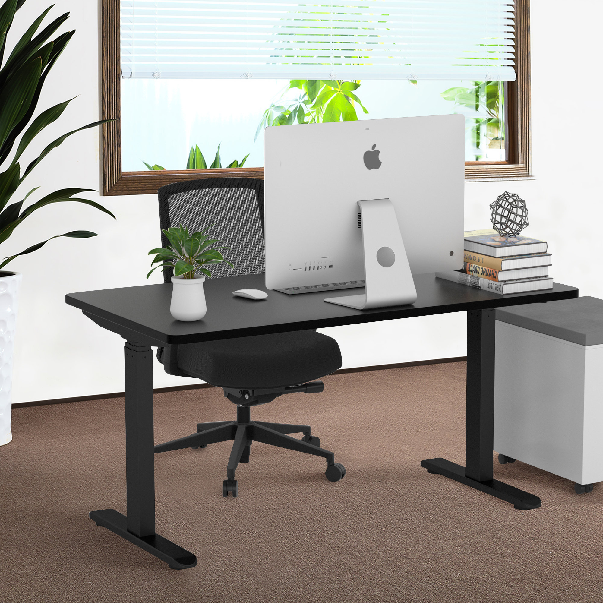 Inbox Zero Mekelle Adjustable Metal Base Writing Desk | Wayfair