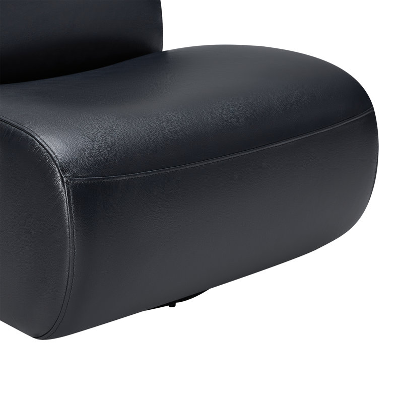 Nita 33'' Swivel Upholstered Accent Chair, Gray Genuine Leather