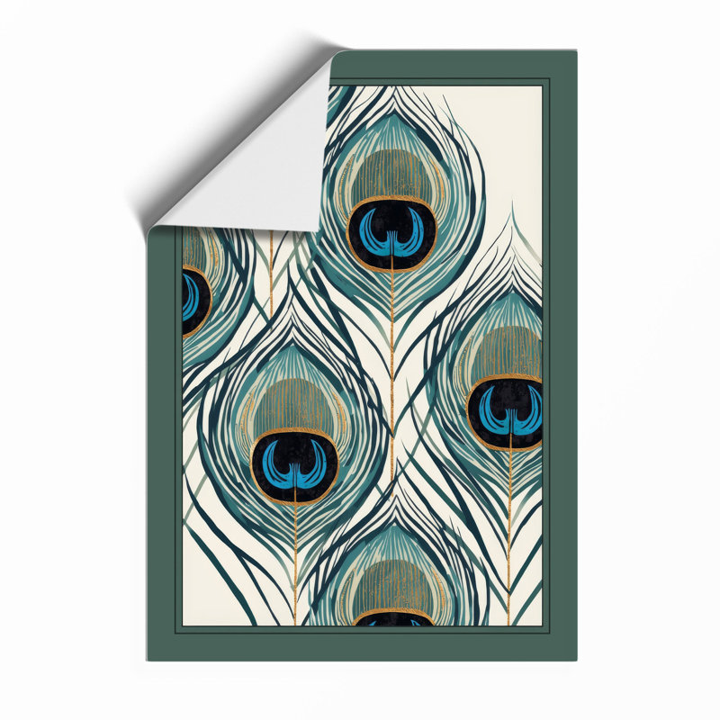 Peacock Feathers Geometric - Framed Print, A3 - 42.0 x 29.7 cm, Unframed