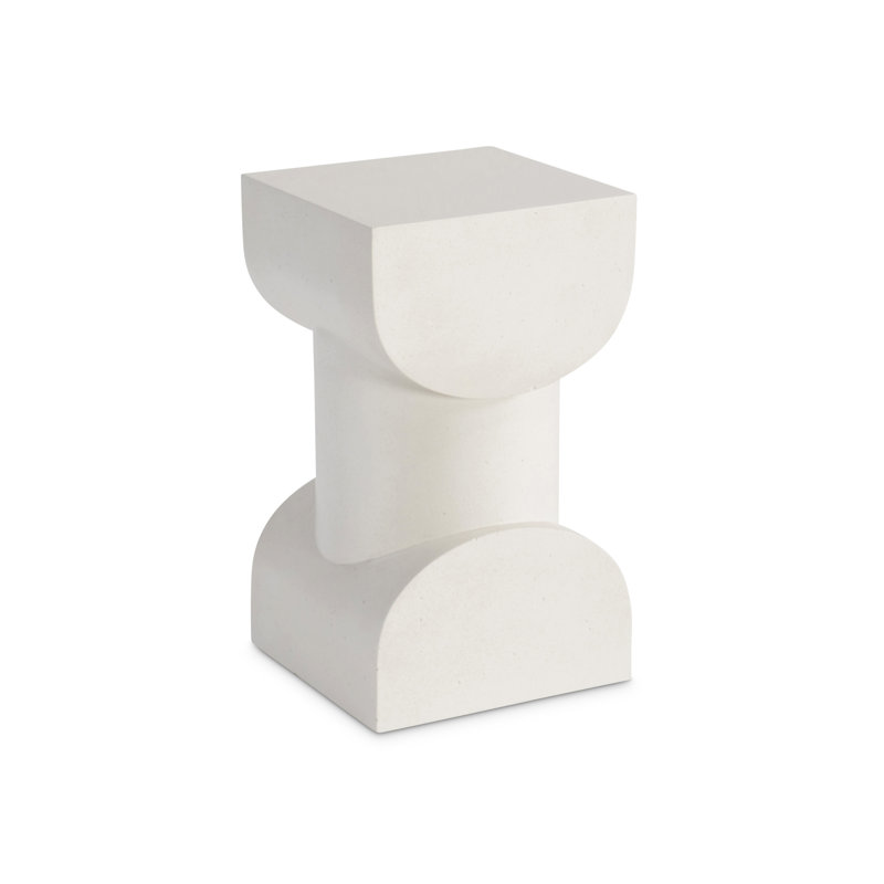 Quarry Cream Square Stone and Metal Contemporary End Table