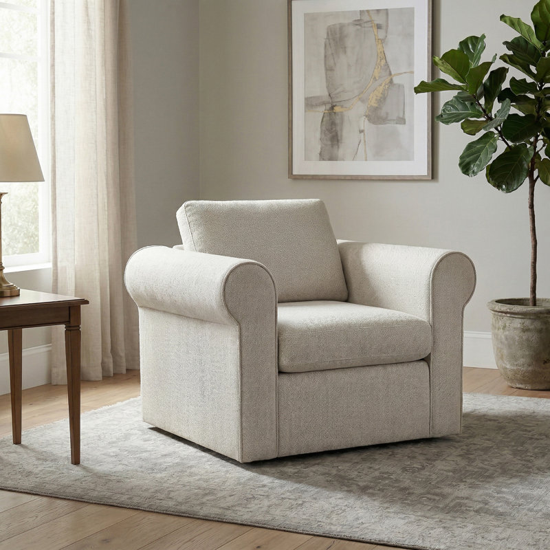 Lockheart 32" Accent Chair Roll Arm Natural, Natural 