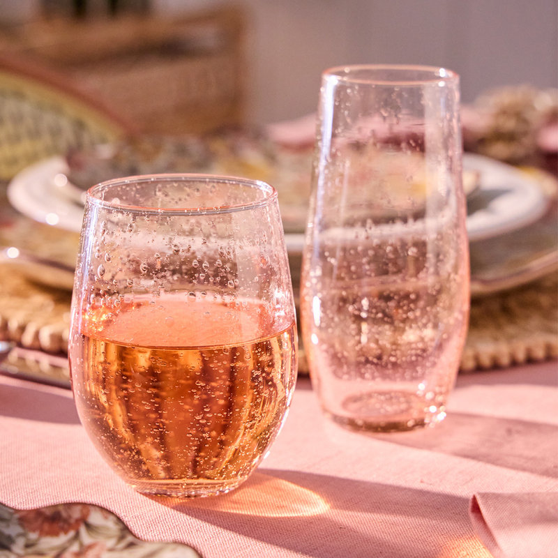 Provence Stemless Wine Glass, Clear/Blush
