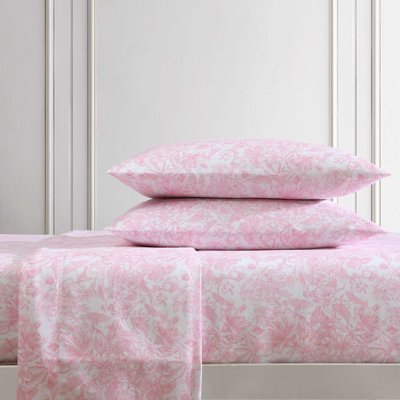 Betsey Johnson Printed Novelty Sheet Sets, King Sheet Set with 2 King Pillowcases, Je Taime Paris Blue