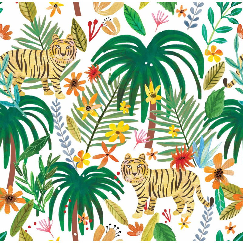 Fond d'écran Jungle Jumboree Blanc Boucher, Blanc