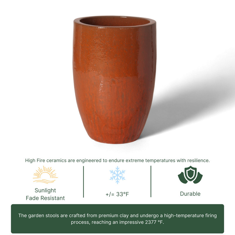 Handmade Ceramic Planter, Paprika, 41 26" H x 18" W x 18" D