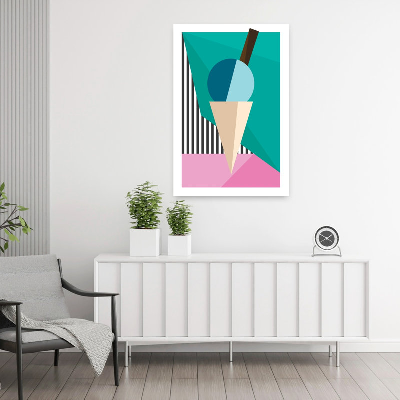 Art mural abstrait géométrique rétro, H 36 po x l 24 po