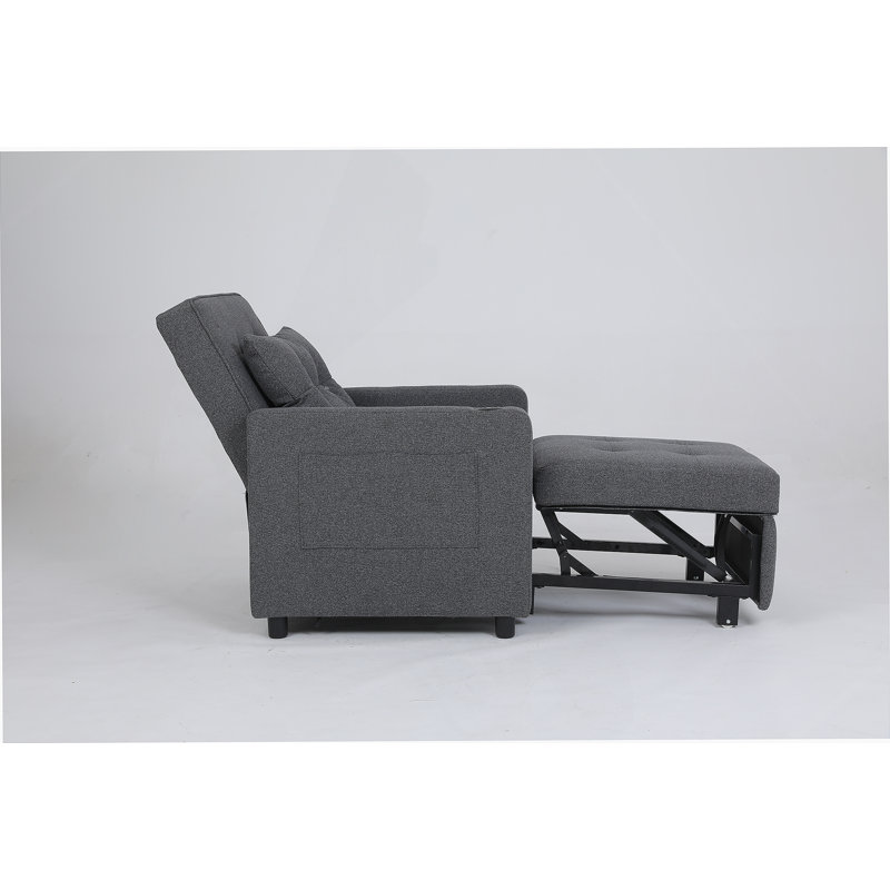 Canapé-lit convertible 3-en-1 avec canapé-lit et canapé-lit ajustable avec ports USB, poche latérale, lin gris, Gris antique