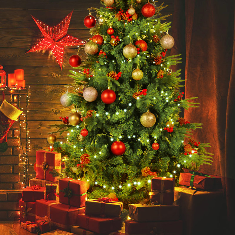 Artificial Christmas Tree with LED String Lights, 6' H