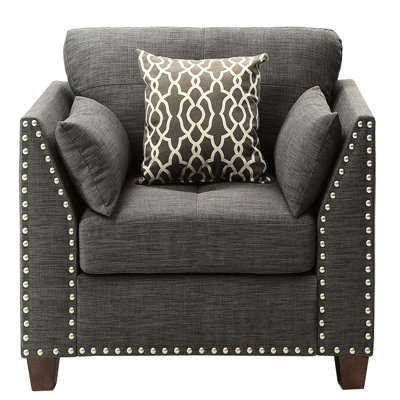 Charcoal Accent Chair With Flared Arm Captivation & Pillows Arms Fashionable Contrast Trim