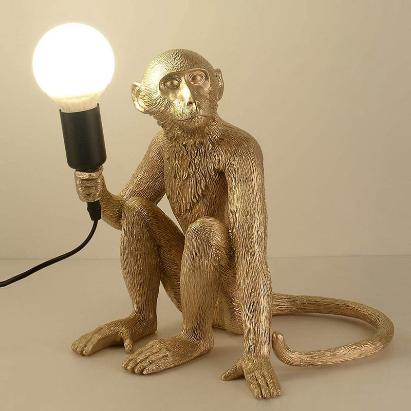 Modern Metallic Painted Monkey Design Table Lamp