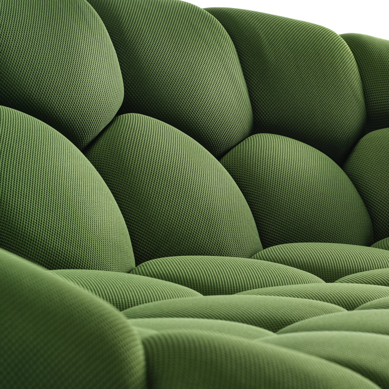 Canapé moderne à 3 places rembourré de 104 po, Green Microfiber / Microsuede