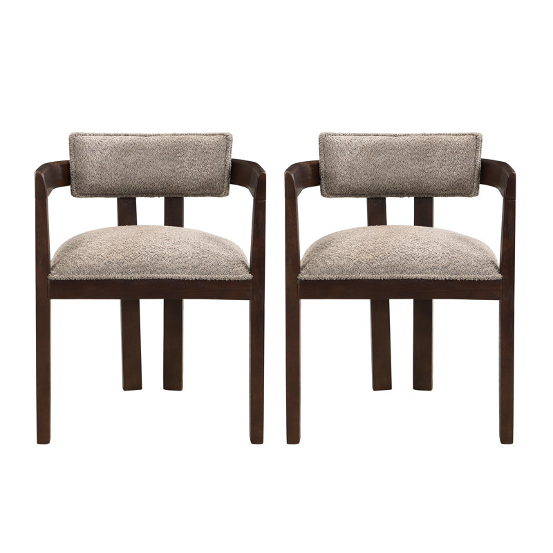 Chaise rembourrée en bois Lyddia, Cadre brun clair bouclé / espresso, 2