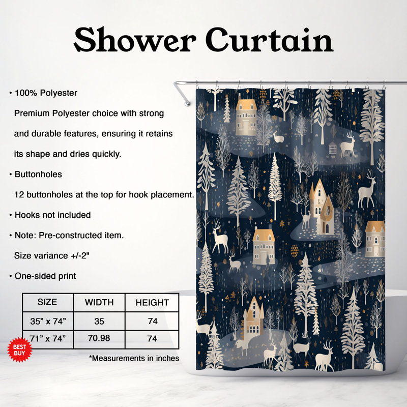 Rideau de douche Classic Yuletide - Premium, H 74 po x l 71 po