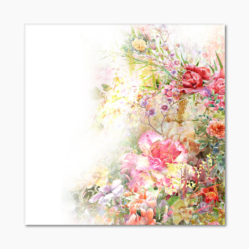 «Modern Modern Red and Green Summer Garden VI», reproduction d'art sur toile, H 16 po x l 16 po x P 1 po, Toile tendue