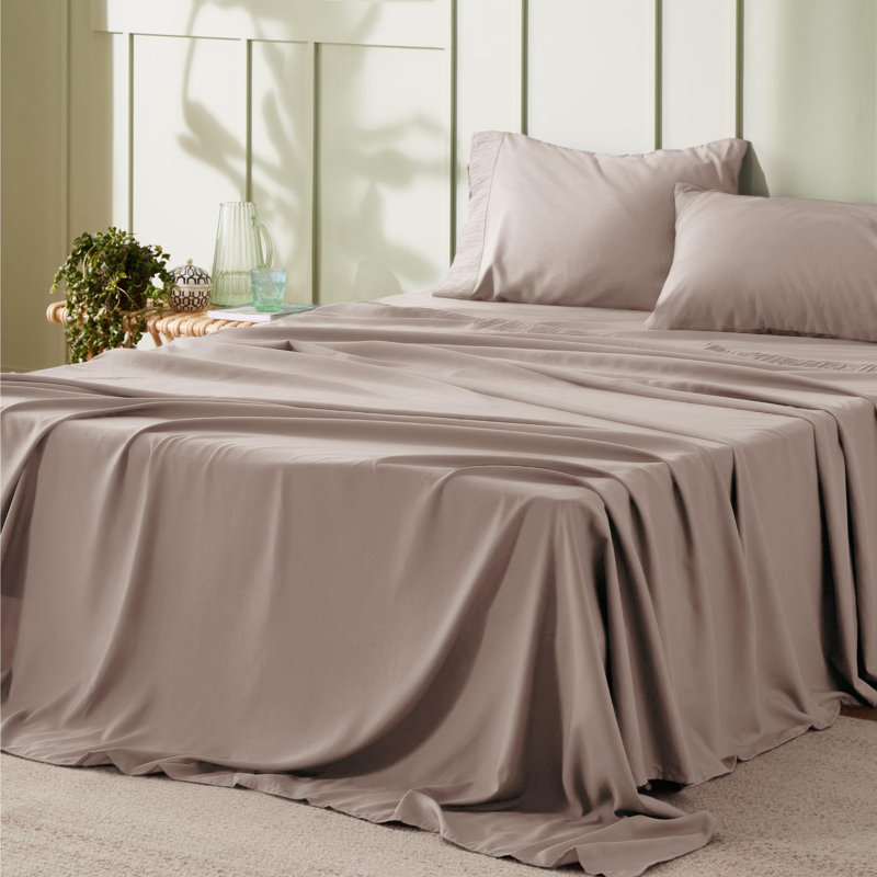 Bedsure Polyester Microfiber Sheet Set Hotel Luxury Sheets, Easy Care Cooling Bed Sheet Set 84GSM（65“ x 95")GentleSoft™️