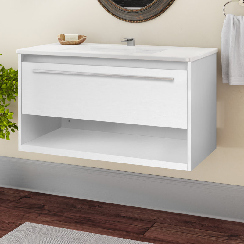 Kasper 36'' Single Bathroom Vanity with Resin Top, White
