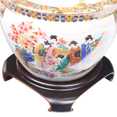 Square Asian Vase Stand with Black Hand Rubbed Finish