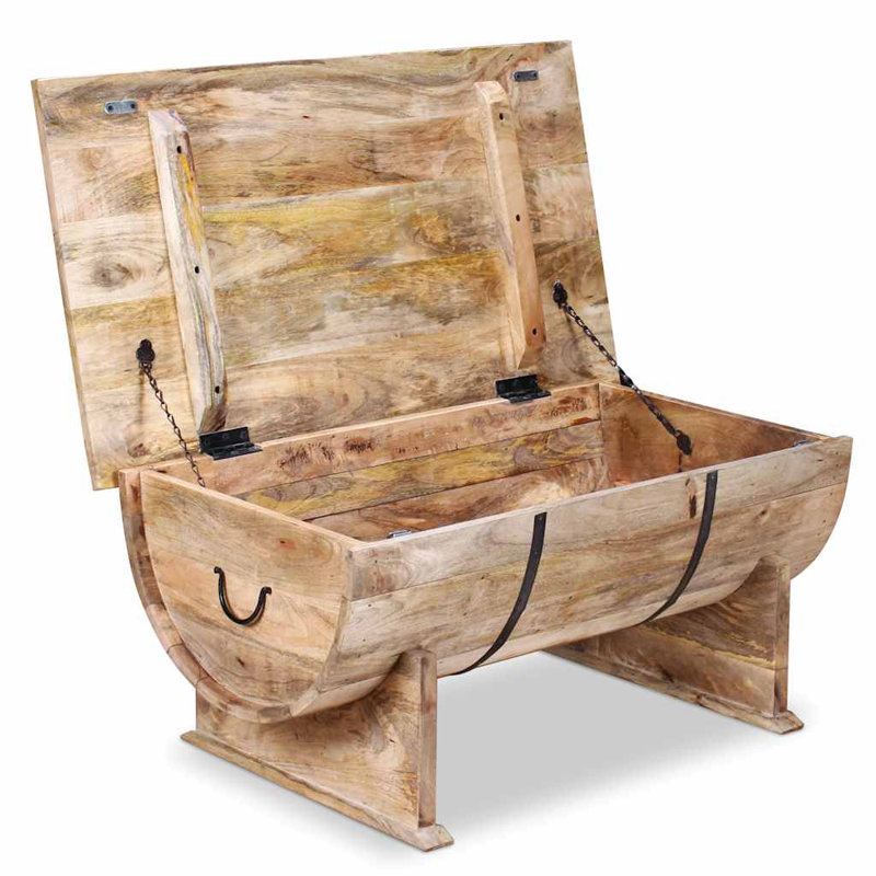 vidaXL Coffee Table Rustic Barrel-Shaped, Fully Handmade, 34.6''x19.7''x15.7'', Solid Mango Wood