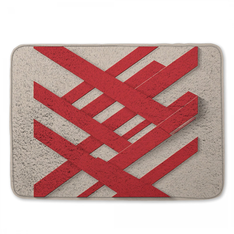 Tapis de bain rouge à rayures diagonales, L 34 po x L 21 po