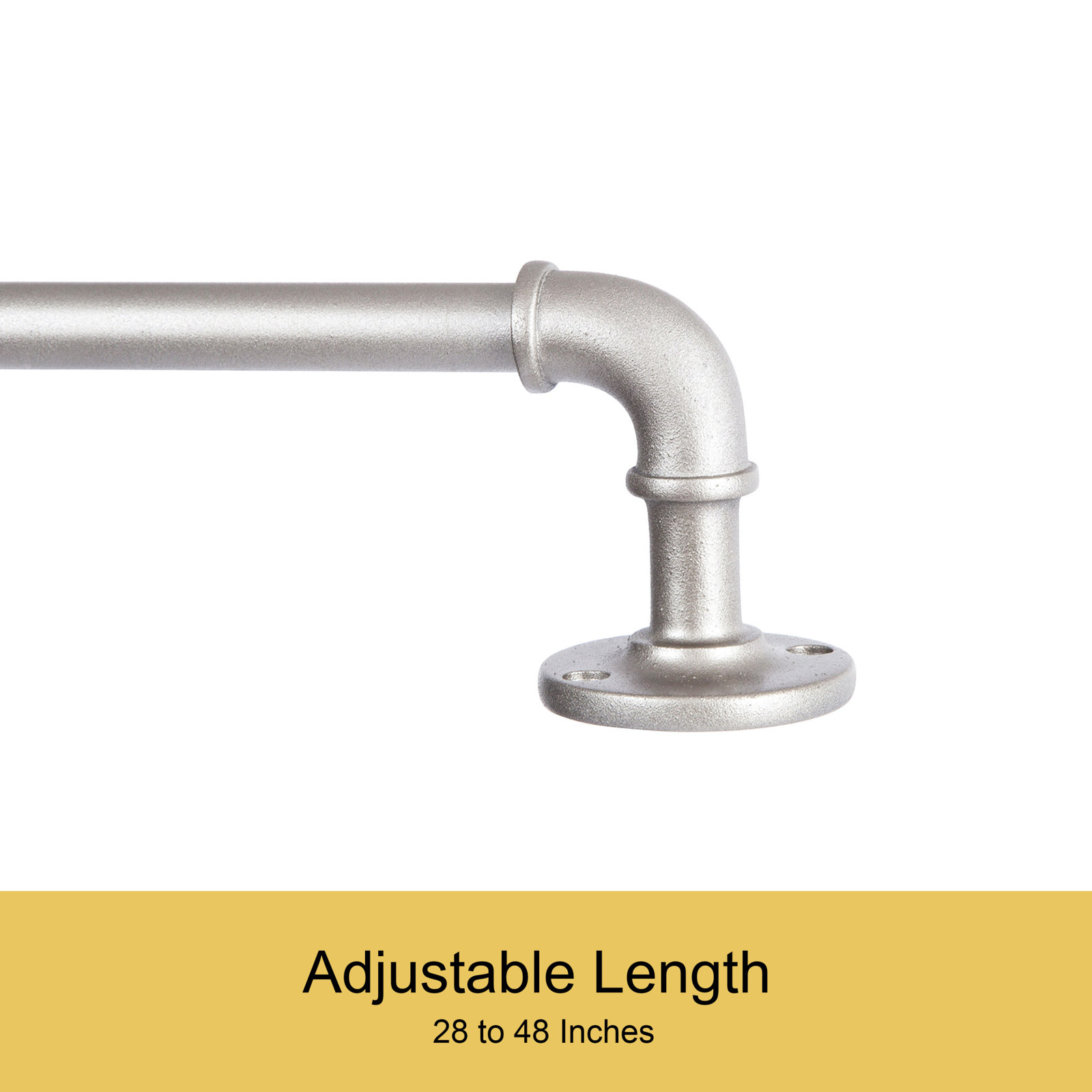 Kincaid Adjustable 0.63" Single Curtain Rod, 28" - 48", Brushed Nickel