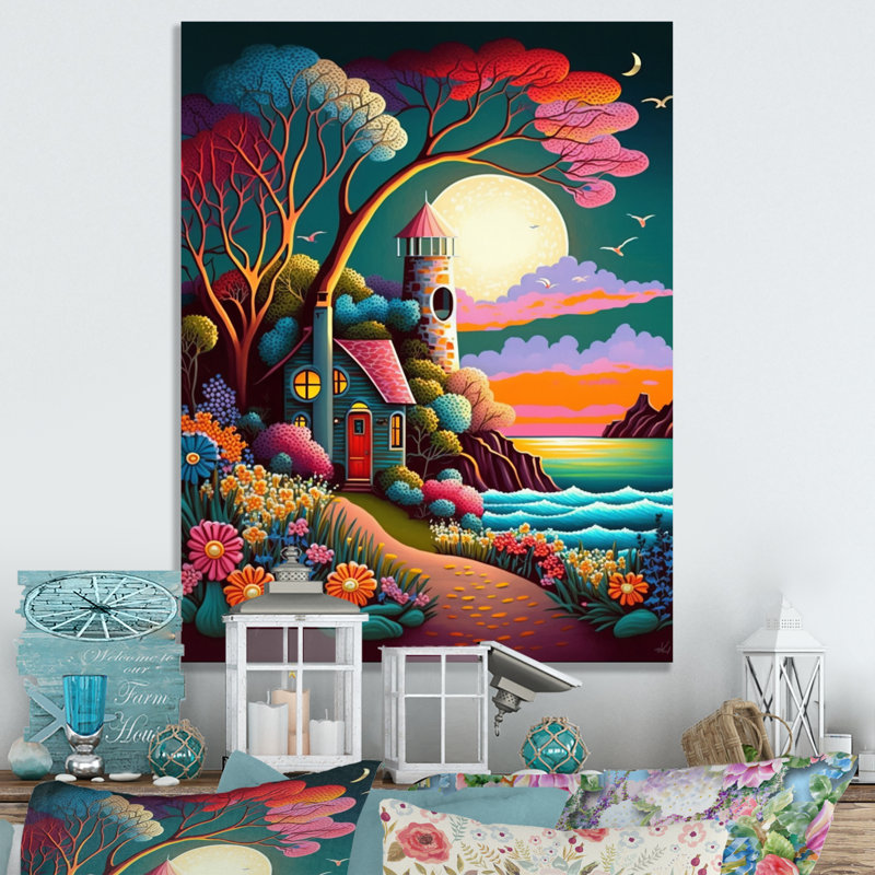 Pleine lune en style moderne II - reproduction sur toile, L 24 po x H 32 po, Toile tendue
