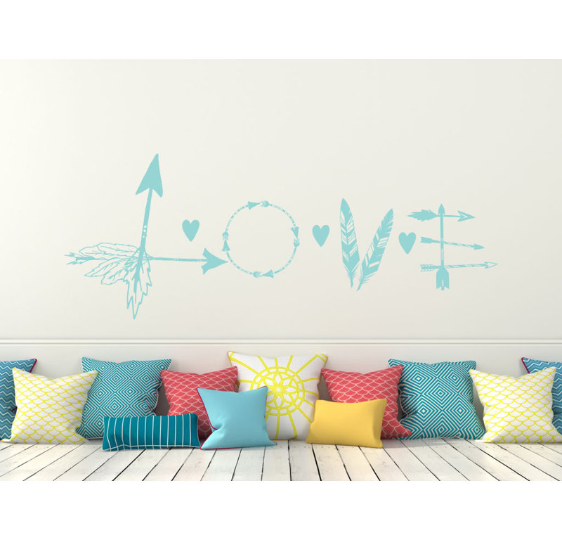 Décalcomanie murale flèche en plumes love, Menthe