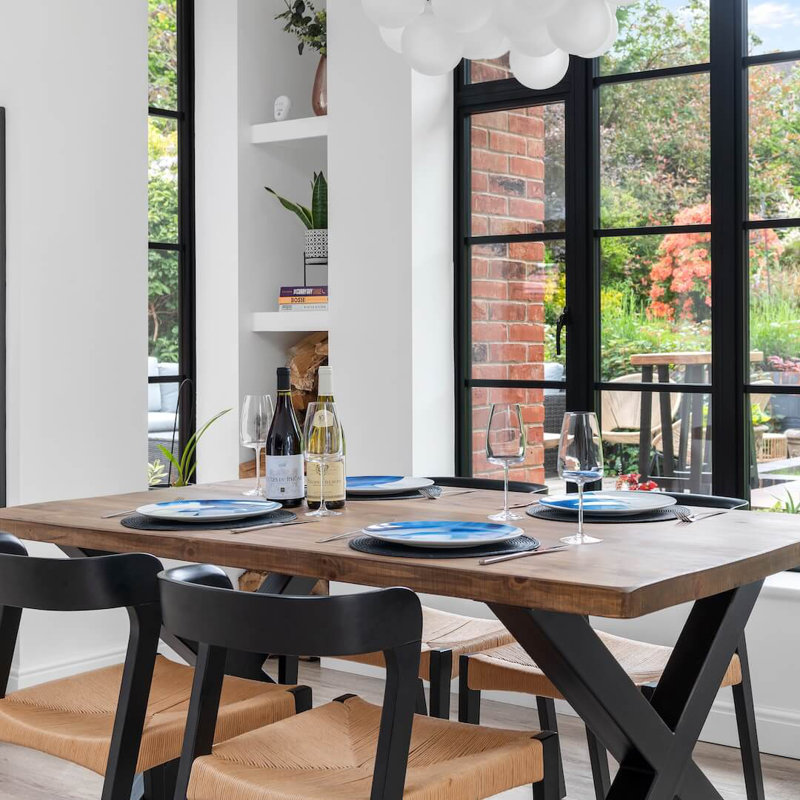 Rustic Dining Table - Chunky X Legs, 76cm H x 280cm W x 100cm D