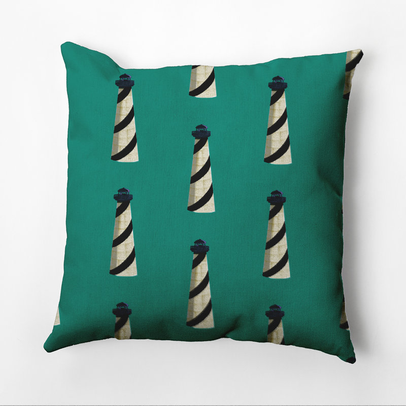 Housse et insert de coussin carré d'extérieur à imprimé géométrique Nautical Nights Beacon, 16 po x 16 po, Vert