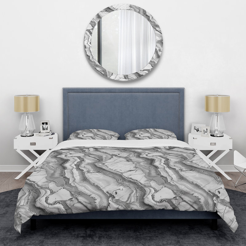 Ensemble de housse de couette Grey Marble I - Marble, Housse de couette très grand + 2 taies décorativ