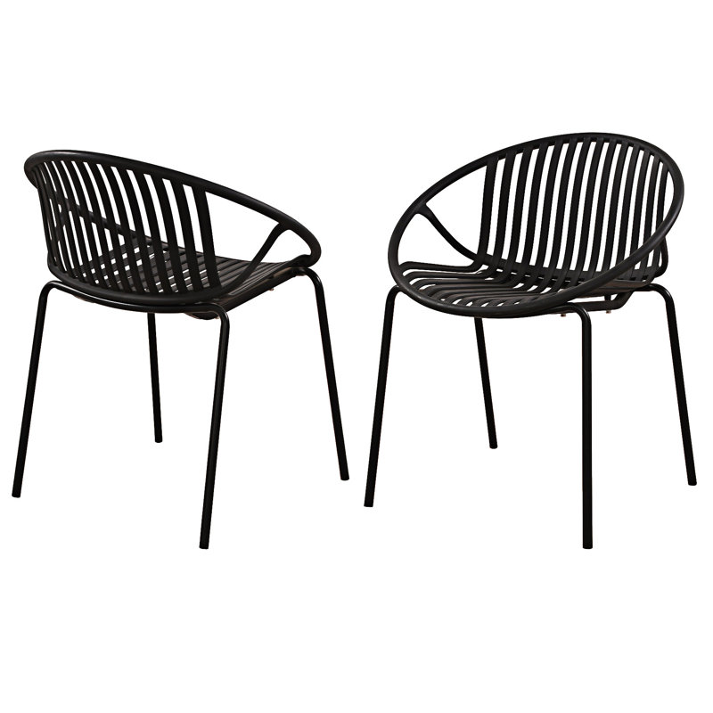 Ensemble de 2 chaises de patio empilables, Black
