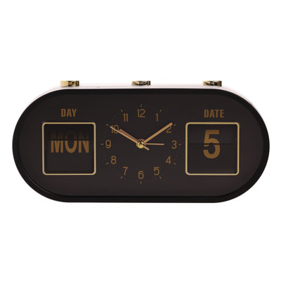 Quartz movement / Crystal Alarm Tabletop Clock in Gold Black