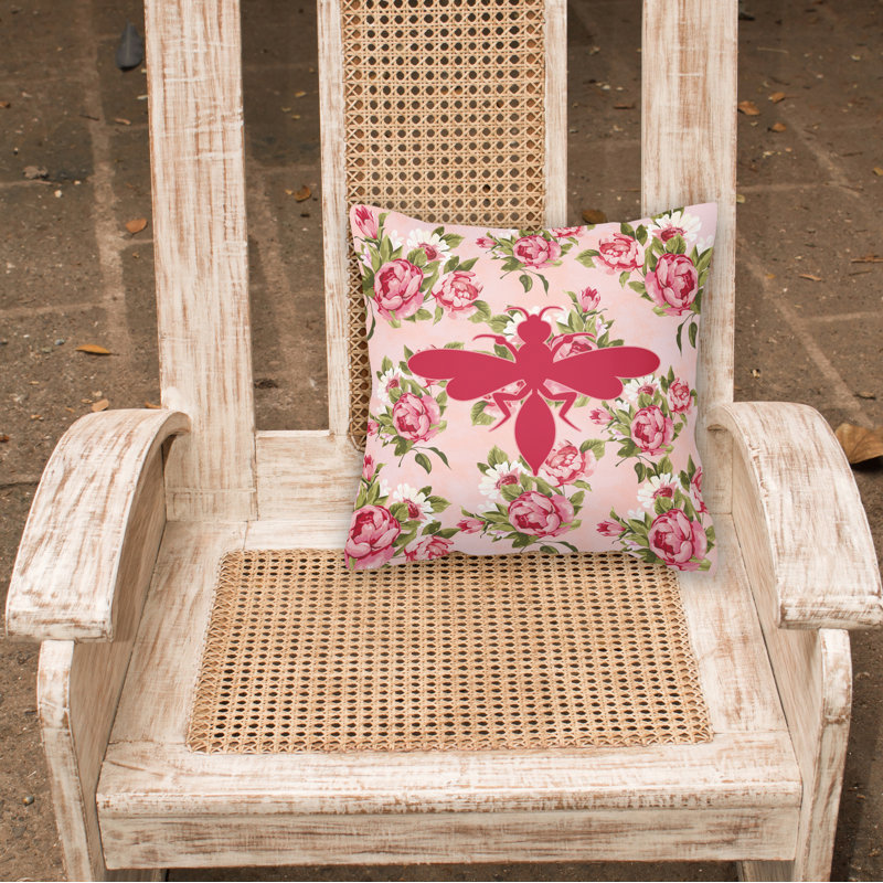 Floral Outdoor Throw Pillow, Pink