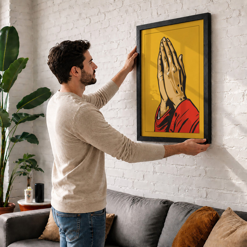 Prayer and Devotion Religious - Framed Print, Walnut, A4 - 29.7 x 21.0 cm