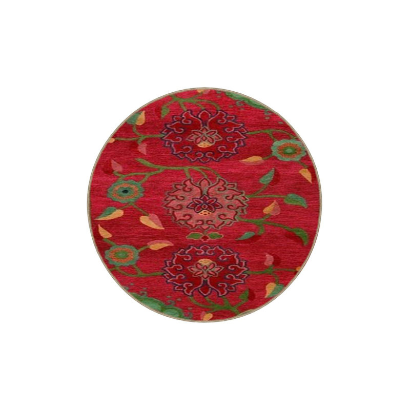 Tapis rouge à motif floral lavable à la machine, Tapis de couloir 4 pi 11 po x 9 pi 10 po inclus