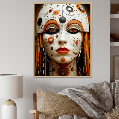 Brown And Orange Futuristic Tribal Woman - Tribal Wall Art