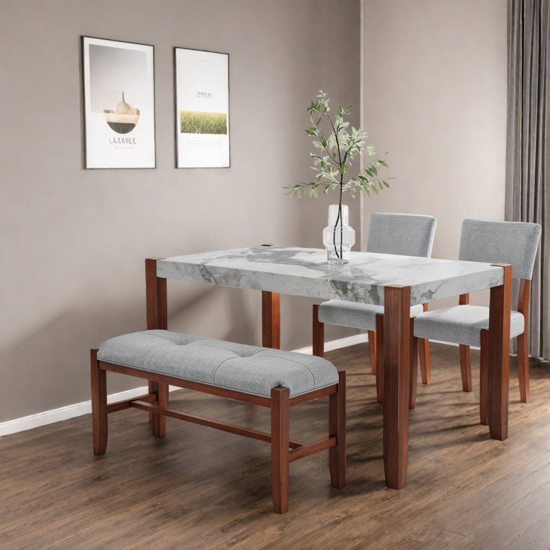 Ensembles de table de salle à manger modernes et peu encombrants avec faux marbre et bois pour la maison