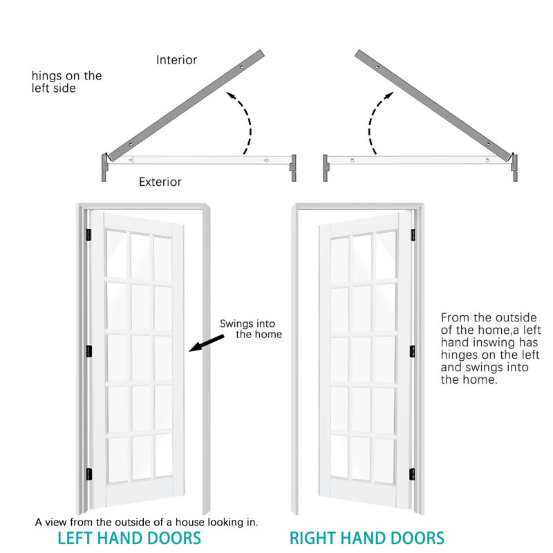 Dalle de porte intérieure en verre transparent 15 Lite - Porte en panneau de fibres à densité moyenne blanche pré-suspendue avec cadre réglable à gauche (porte et cadre livrés séparément)