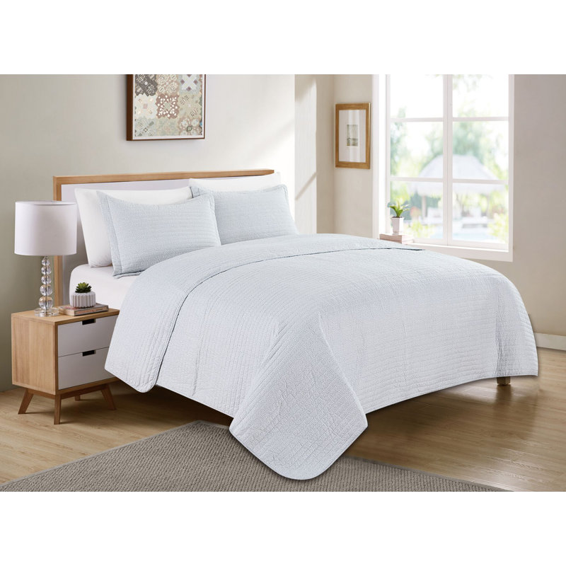 Polyester Quilt, Twin/Twin XL Quilt + 1 Sham, Light Gray