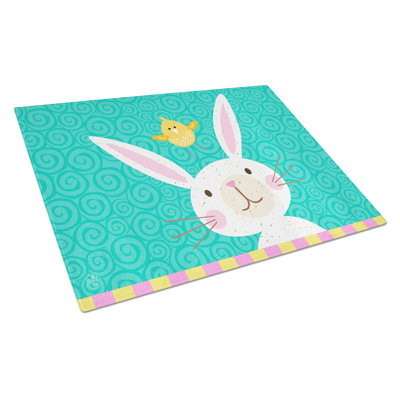 Caroline's Treasures Tempered Glass Happy Easter Rabbit Cutting Board