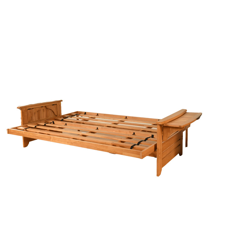 Stratford 86" Wide Queen Futon and 6000 Mattress, Peat  Microsuede, Butternut