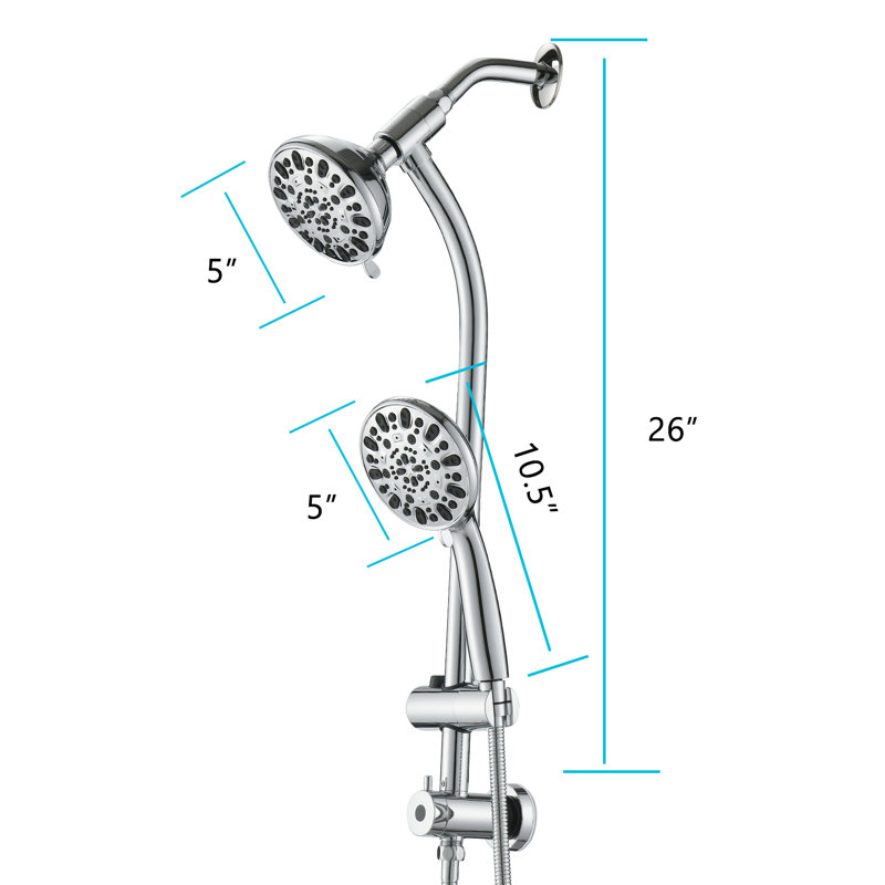 Pomme de douche double à jet de pluie, Chrome