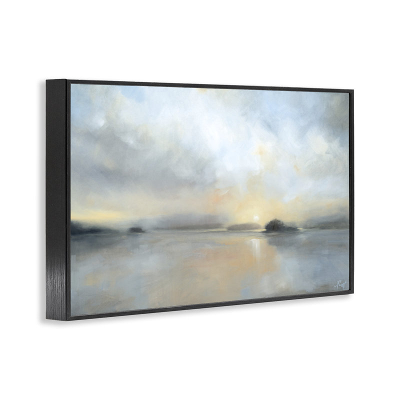 «Decembre Mist Seascape», dessin de Joanne Parent, Giclée encadrée noir minuit, H 20 po x l 30 po