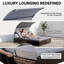 Double chaise longue d'extérieur à structure en acier - Lit de jour inclinable réglable à 5 positions avec auvent incurvé et table d'appoint cachée pour la piscine, la terrasse ou le jardin-830403193