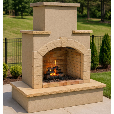 Square Stucco Propane Smokeless Outdoor Fireplace